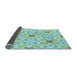 Thickness of Patterned Aquamarine Green Rug, pat1331lblu