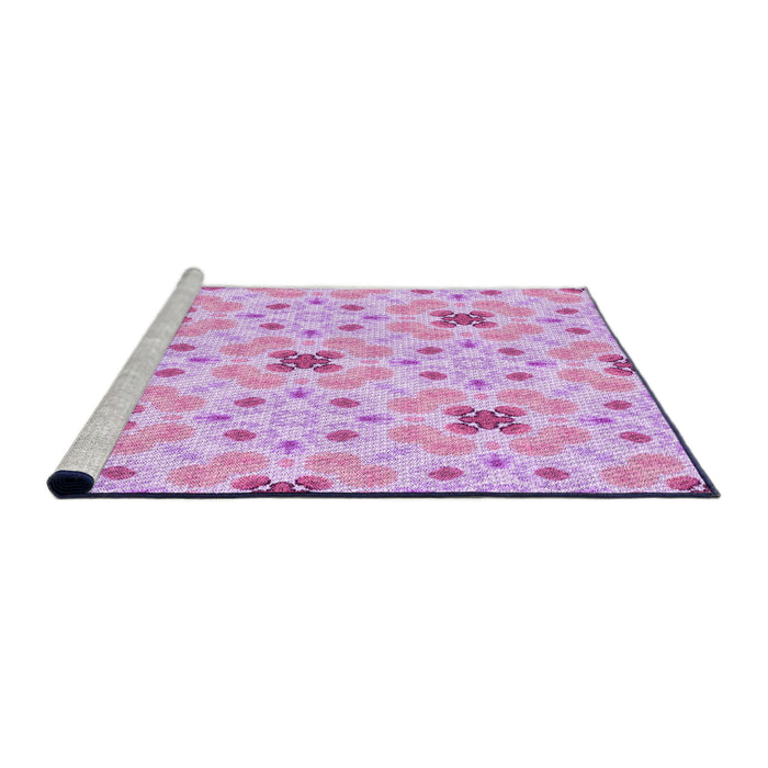 Sideview of Machine Washable Transitional Blossom Pink Rug, wshpat1331pur