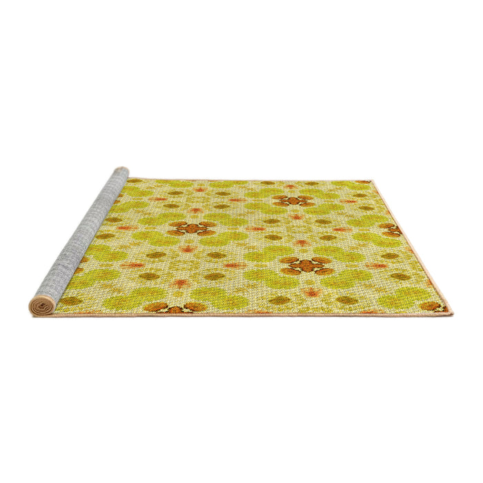 Sideview of Machine Washable Transitional Yellow Rug, wshpat1331yw
