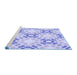 Sideview of Machine Washable Transitional Medium Slate Blue Rug, wshpat1332blu