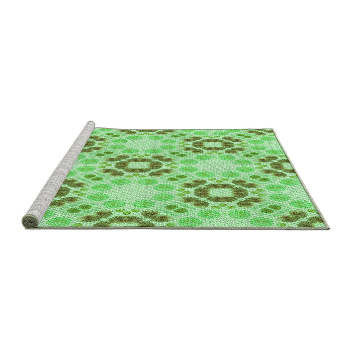 Sideview of Machine Washable Transitional Green Rug, wshpat1332grn