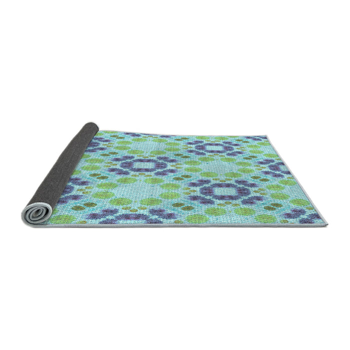 Thickness of Patterned Aquamarine Green Rug, pat1332lblu