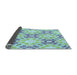 Thickness of Patterned Aquamarine Green Rug, pat1332lblu