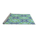 Sideview of Machine Washable Transitional Aquamarine Green Rug, wshpat1332lblu