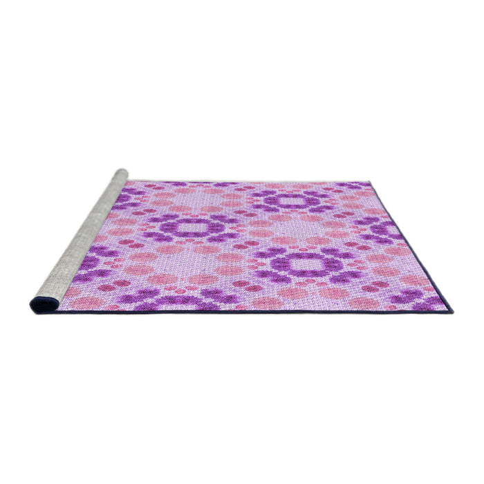 Sideview of Machine Washable Transitional Blossom Pink Rug, wshpat1332pur