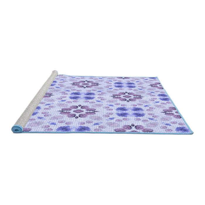 Sideview of Machine Washable Transitional Blue Rug, wshpat1333blu