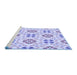 Sideview of Machine Washable Transitional Blue Rug, wshpat1333blu