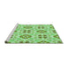 Sideview of Machine Washable Transitional Green Rug, wshpat1333grn