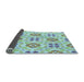 Thickness of Patterned Aquamarine Green Rug, pat1333lblu