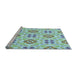 Sideview of Machine Washable Transitional Aquamarine Green Rug, wshpat1333lblu