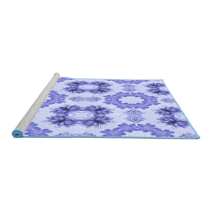 Sideview of Machine Washable Transitional Periwinkle Purple Rug, wshpat1334blu