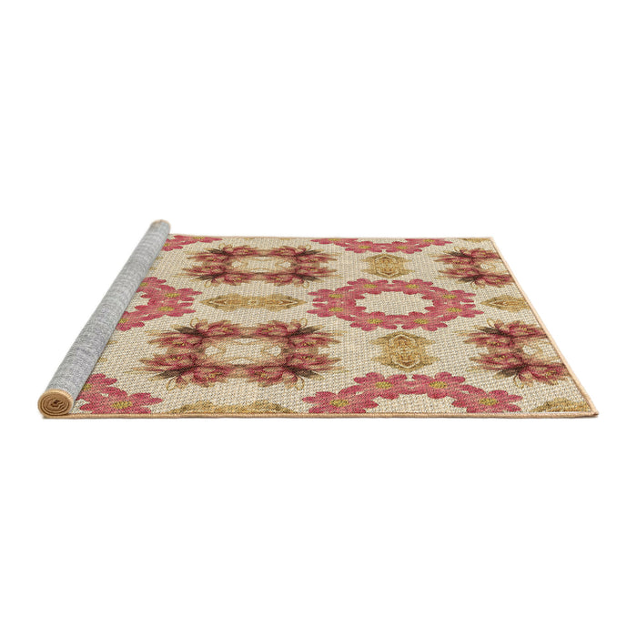 Sideview of Machine Washable Transitional Orange Rug, wshpat1334brn