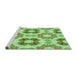 Sideview of Machine Washable Transitional Green Rug, wshpat1334grn