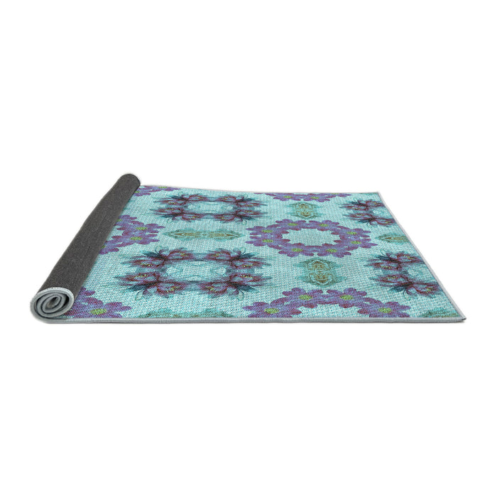 Thickness of Patterned Slate Blue Grey Blue Rug, pat1334lblu