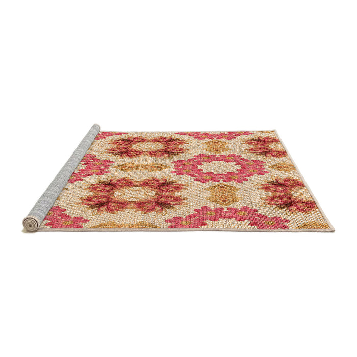 Sideview of Machine Washable Transitional Yellow Rug, wshpat1334org