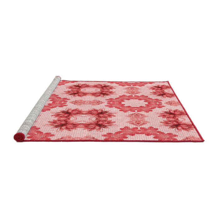 Sideview of Machine Washable Transitional Pink Rug, wshpat1334rd