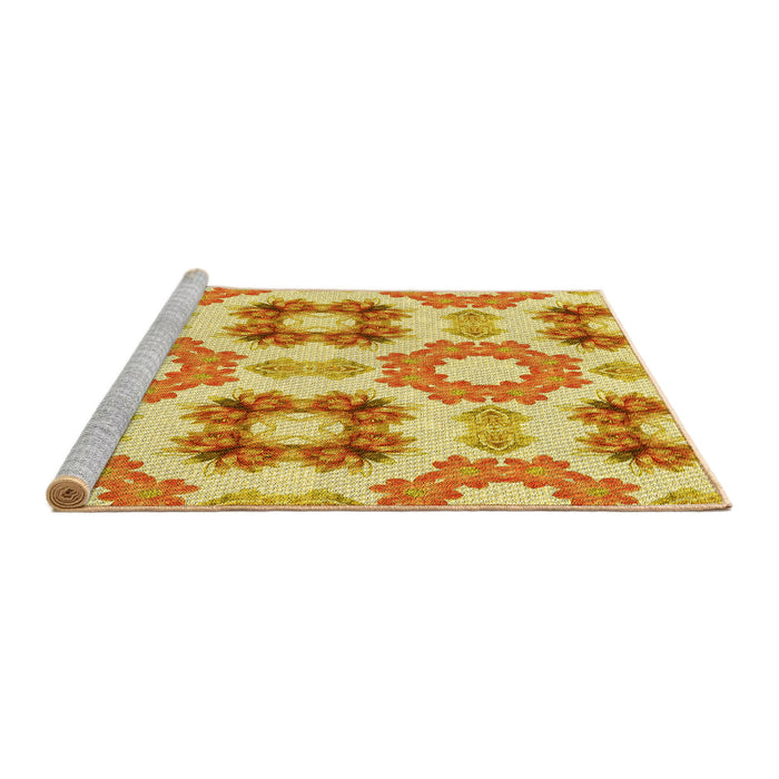 Sideview of Machine Washable Transitional Neon Orange Rug, wshpat1334yw