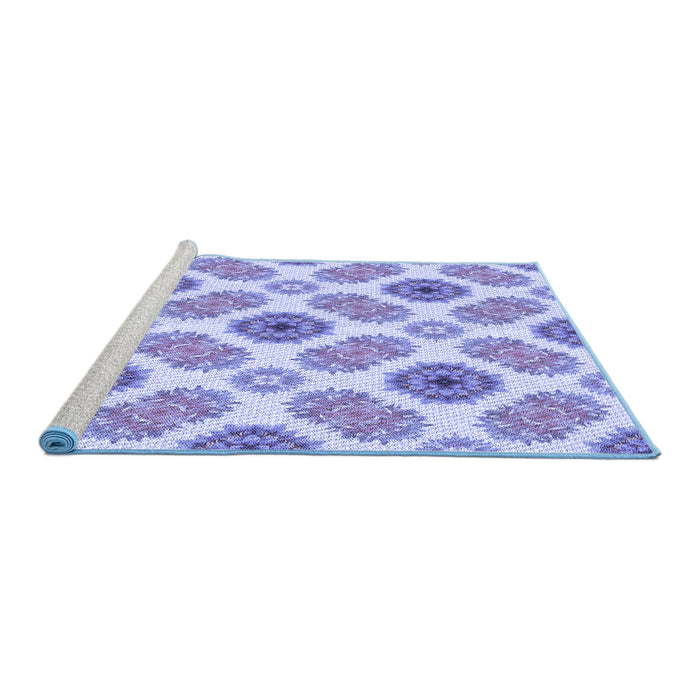 Sideview of Machine Washable Transitional Medium Slate Blue Rug, wshpat1335blu