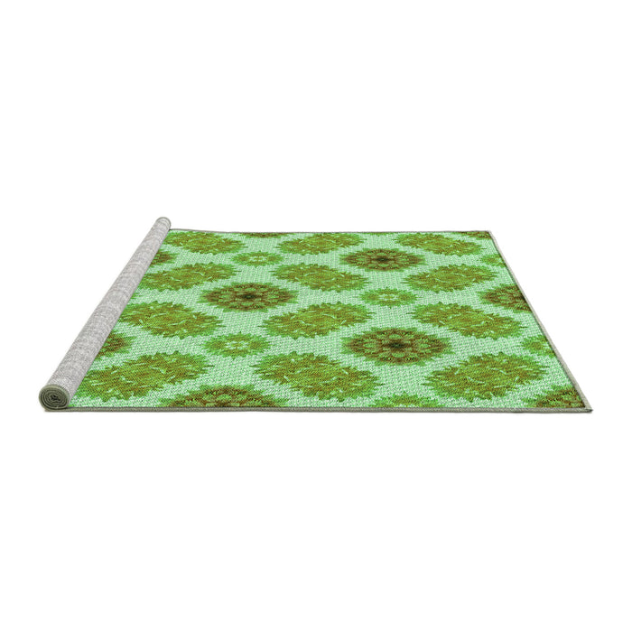 Sideview of Machine Washable Transitional Pastel Green Rug, wshpat1335grn