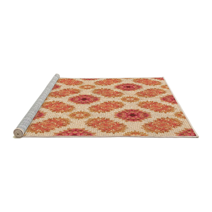 Sideview of Machine Washable Transitional Orange Red Orange Rug, wshpat1335org