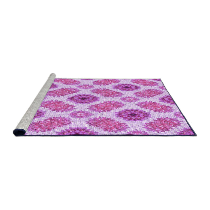 Sideview of Machine Washable Transitional Blossom Pink Rug, wshpat1335pur