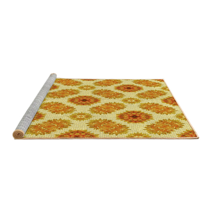 Sideview of Machine Washable Transitional Neon Orange Rug, wshpat1335yw