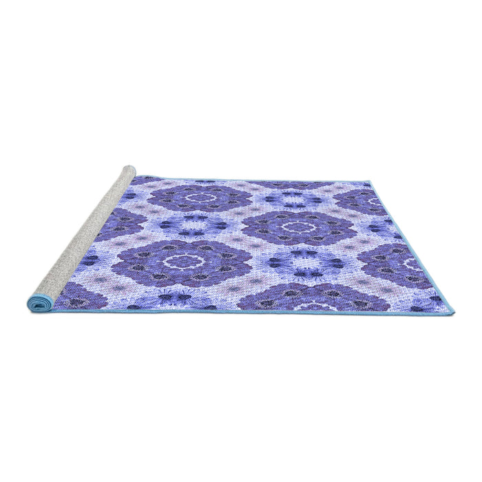 Sideview of Machine Washable Transitional Slate Blue Rug, wshpat1336blu
