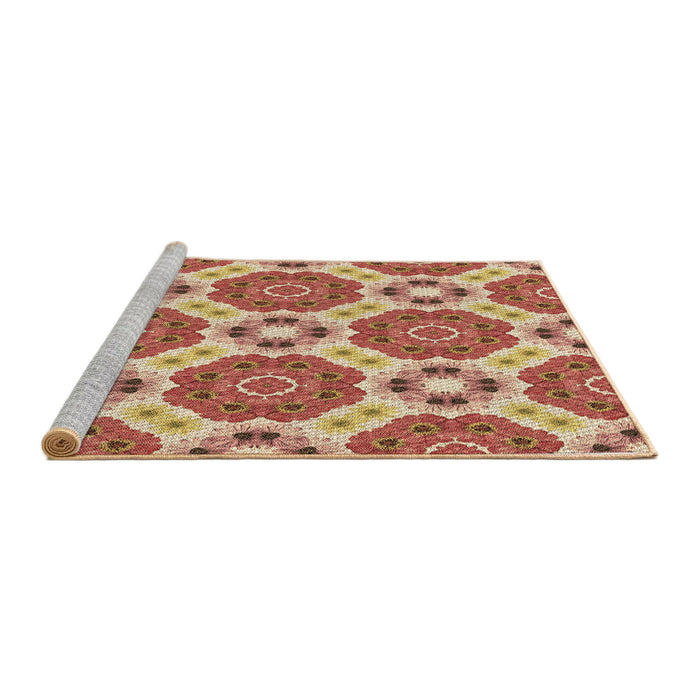 Sideview of Machine Washable Transitional Red Rug, wshpat1336brn
