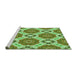 Sideview of Machine Washable Transitional Green Rug, wshpat1336grn