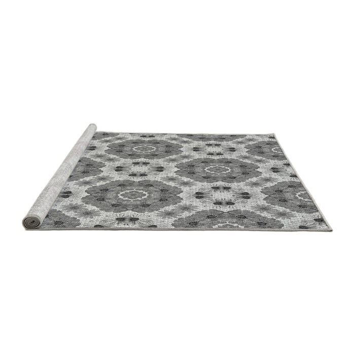 Sideview of Machine Washable Transitional Smokey Gray Rug, wshpat1336gry
