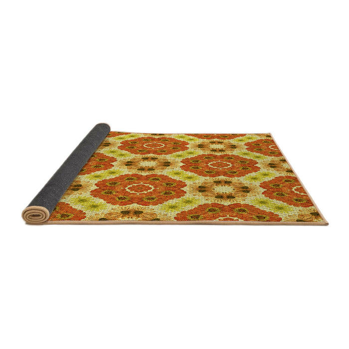 Thickness of Patterned Orange Red Orange Rug, pat1336yw