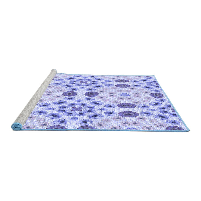 Sideview of Machine Washable Transitional Medium Slate Blue Rug, wshpat1337blu
