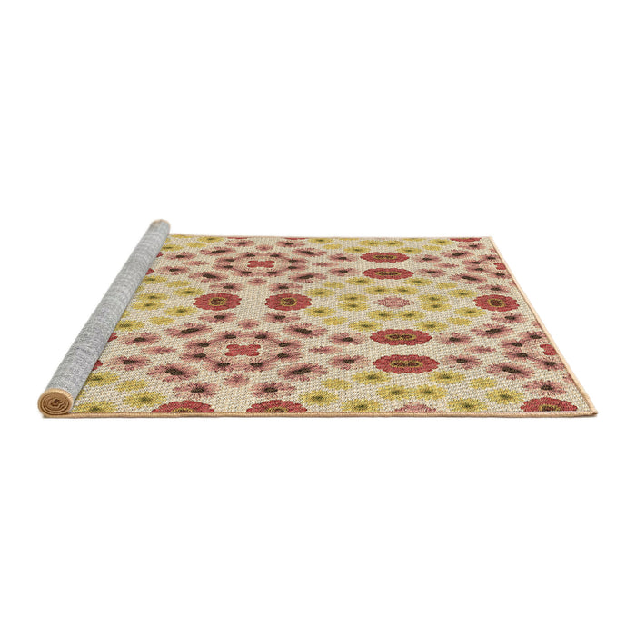 Sideview of Machine Washable Transitional Brown Gold Rug, wshpat1337brn