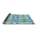 Thickness of Patterned Aquamarine Green Rug, pat1337lblu