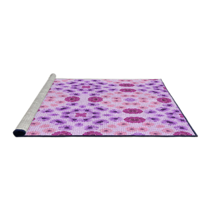 Sideview of Machine Washable Transitional Blossom Pink Rug, wshpat1337pur