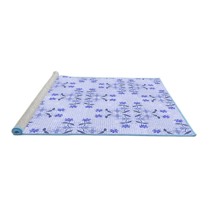 Sideview of Machine Washable Transitional Lavender Blue Rug, wshpat1338blu