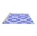 Sideview of Machine Washable Transitional Blue Rug, wshpat1339blu