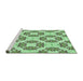 Sideview of Machine Washable Transitional Light Green Rug, wshpat1339grn