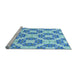 Sideview of Machine Washable Transitional Blue Rug, wshpat1339lblu