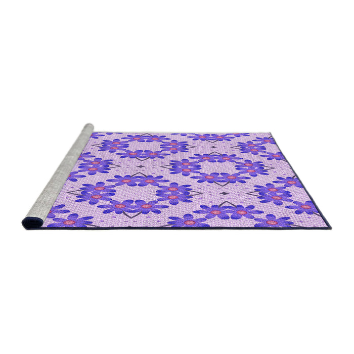 Sideview of Machine Washable Transitional Blossom Pink Rug, wshpat1339pur