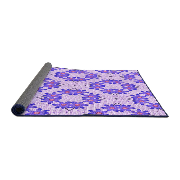 Thickness of Patterned Blossom Pink Rug, pat1339pur