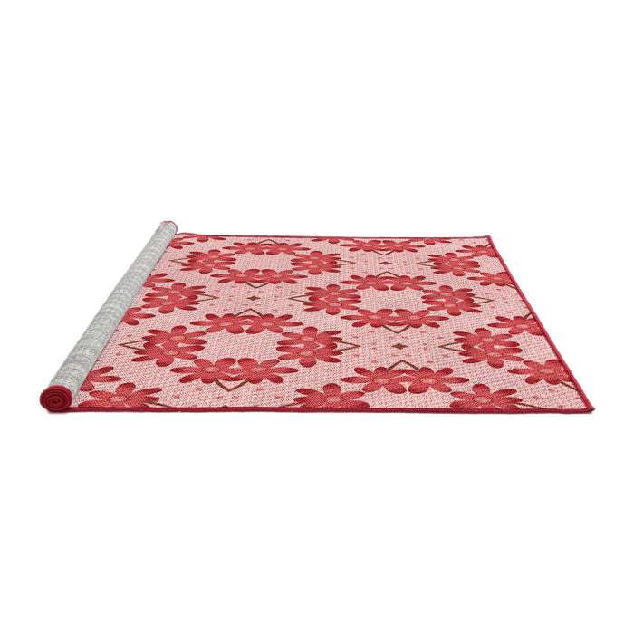Sideview of Machine Washable Transitional Deep Rose Pink Rug, wshpat1339rd