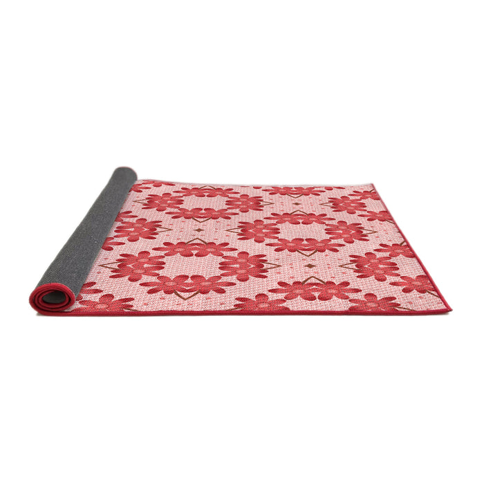 Thickness of Patterned Deep Rose Pink Rug, pat1339rd