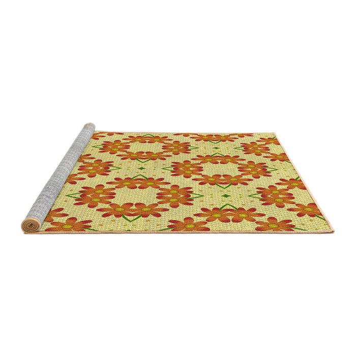 Sideview of Machine Washable Transitional Orange Red Orange Rug, wshpat1339yw