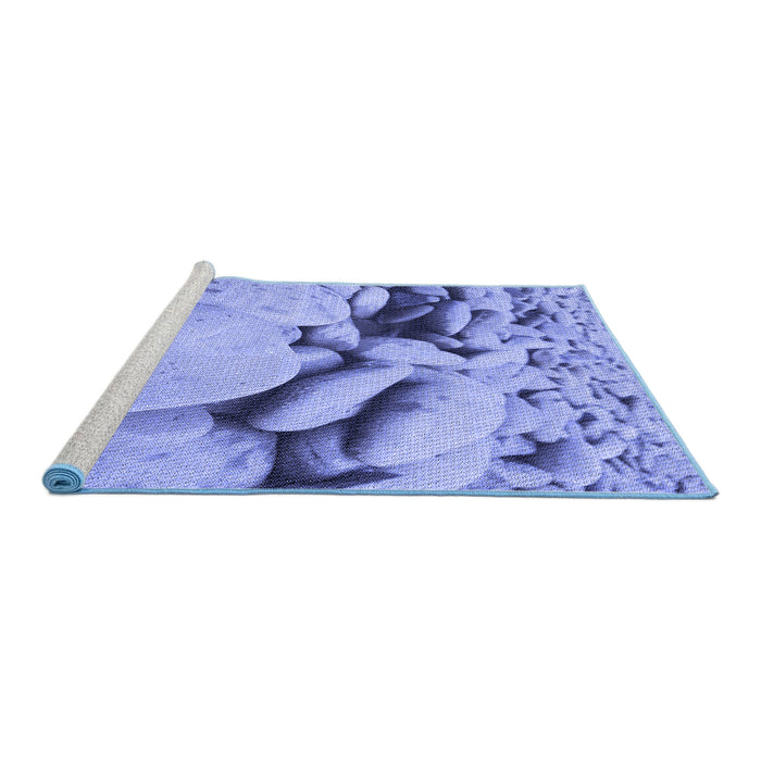 Sideview of Machine Washable Transitional Sky Blue Rug, wshpat134blu