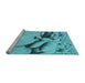 Sideview of Machine Washable Transitional Dark Cyan Green Rug, wshpat134lblu