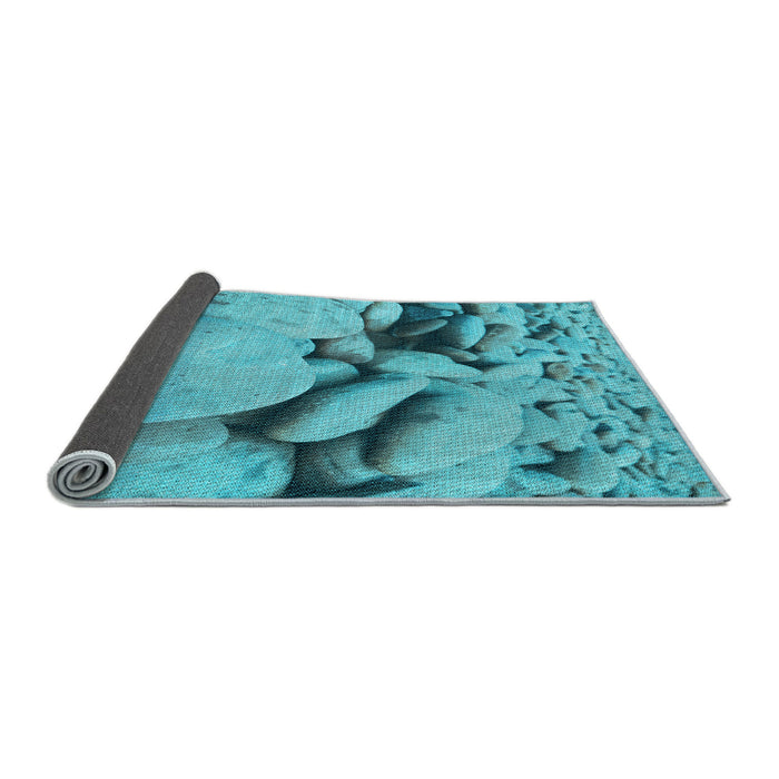 Thickness of Patterned Dark Cyan Green Rug, pat134lblu