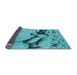 Thickness of Patterned Dark Cyan Green Rug, pat134lblu