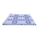 Sideview of Machine Washable Transitional Lavender Blue Rug, wshpat1340blu