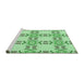 Sideview of Machine Washable Transitional Light Green Rug, wshpat1340grn